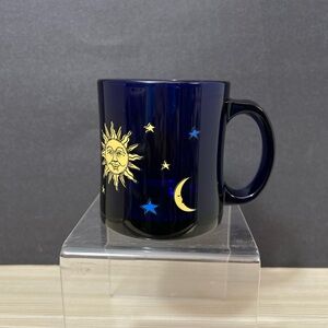 Libbey Midnight Blue Mug with Sun and Moon Design
